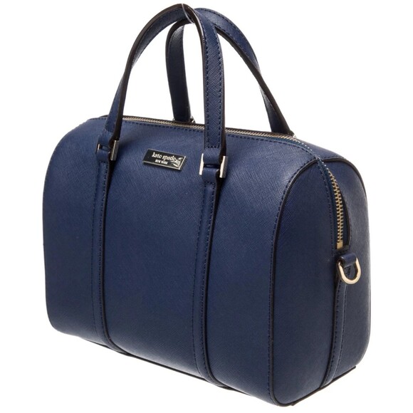 DESIGNER KATESPADE BLUE LEATHER TOP HANDLE ADJUSTABLE SHOULDER STRAP ZIP TOP BAG - Picture 1 of 13